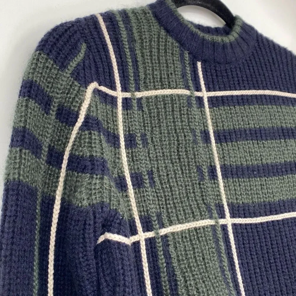 Tory Burch Eden Wool Blend Chunky Pullover Sweater Green‎ Navy XS